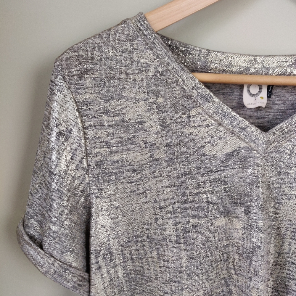 Anthropologie Akemi + Kin Gold Shimmer Top Small - Picture 3 of 11